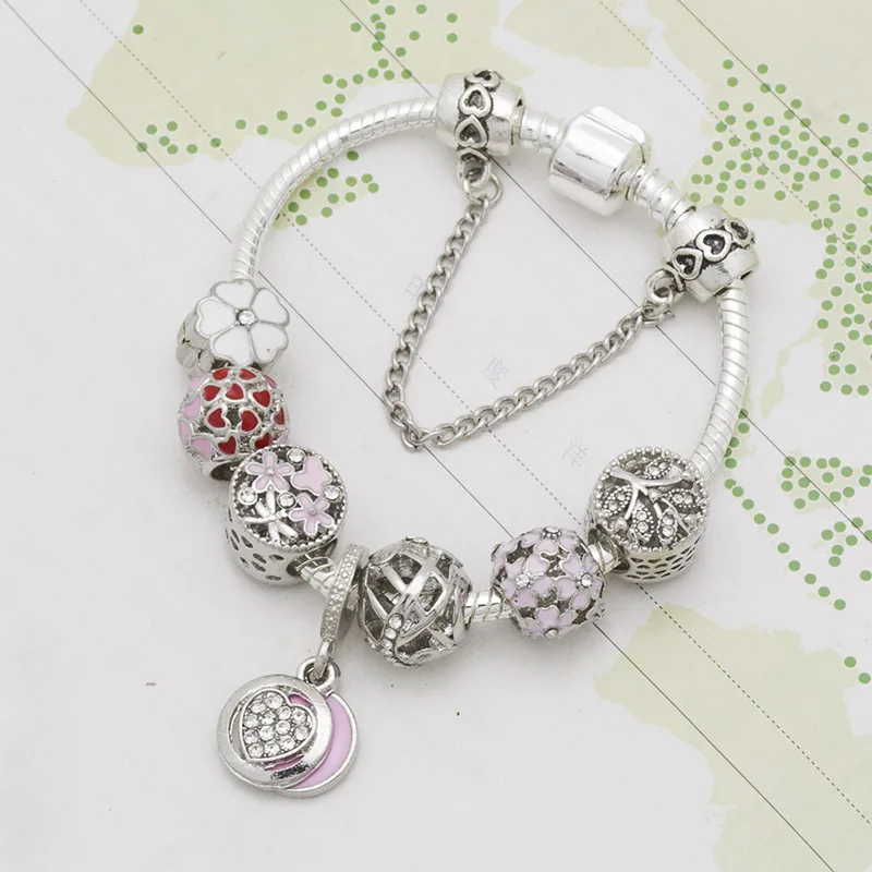 Самодельный браслет с подвеской, розовый браслет с надписью Love pandent, браслет с подвеской из бисера i love весенний