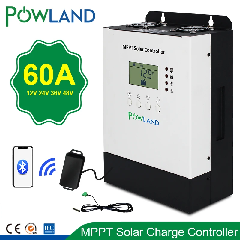 60A Battery Charge Regulator 12V/24V/36V/48V Auto MPPT Solar Charge Controller 