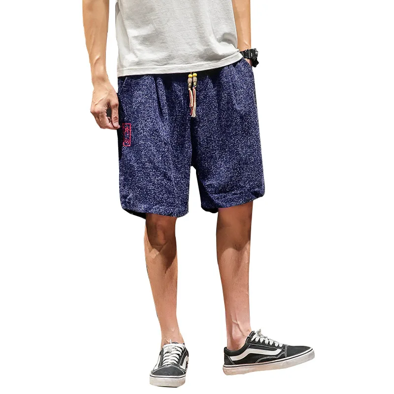

Elastic Linen Short Pants Men's Summer Casual Mens Cotton Shorts Elastic Waist Pantalon Short Men Bermuda Pants Loose HH50DK
