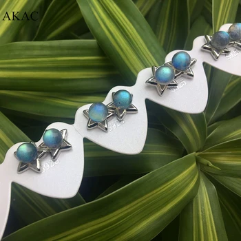 

Free shipping AKAC natural labradorite stud star design earrings for women earrings