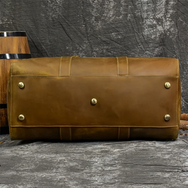 bolsa de viagem masculina Luufan Crazy Horse em couro de vaca