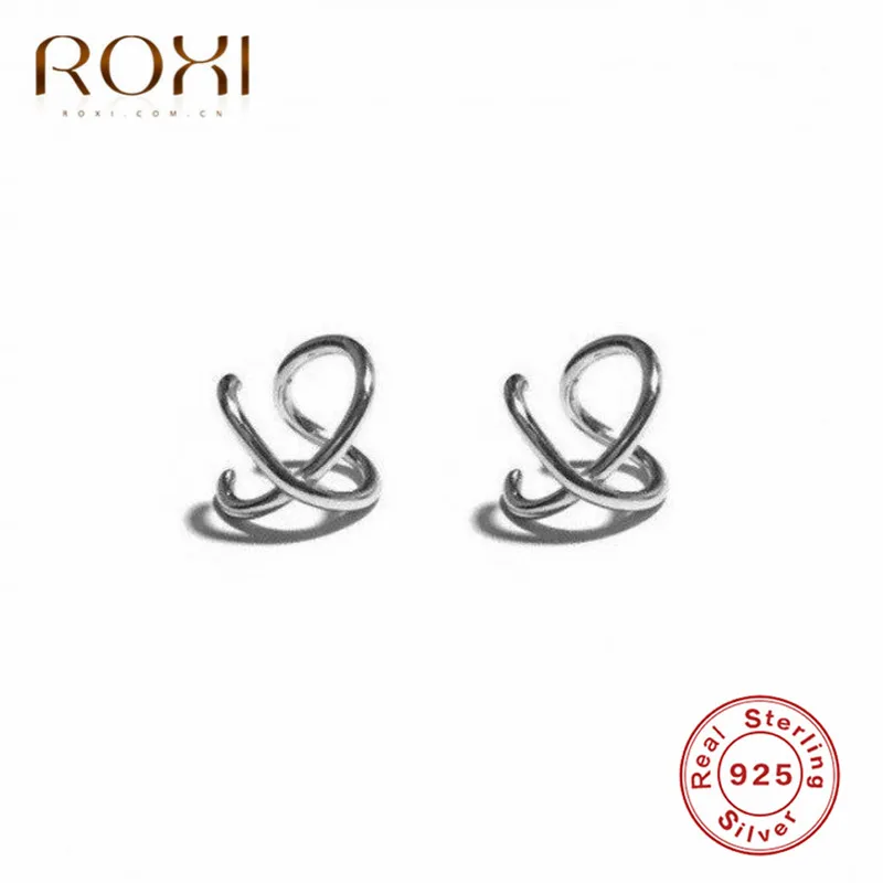 ROXI 1 пара стерлингового серебра 925 Серьги для ушей клипсы для женщин полые C формы не проколотое ухо кости пряжки серьги - Окраска металла: Платиновое покрытие
