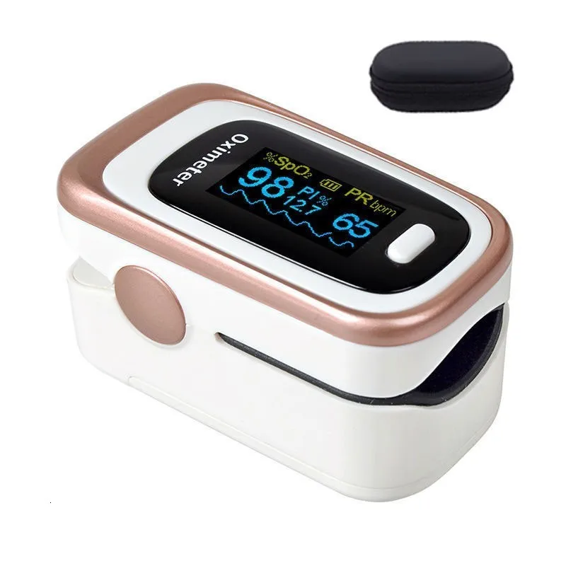 white golden case JYouCare импульсный кончик пальца Oled портативный оксиметр SPO2 8 часов сна монитор кислорода в крови Oximetro De Dedo с Чехол Пульсоксиметр - Цвет: white golden case