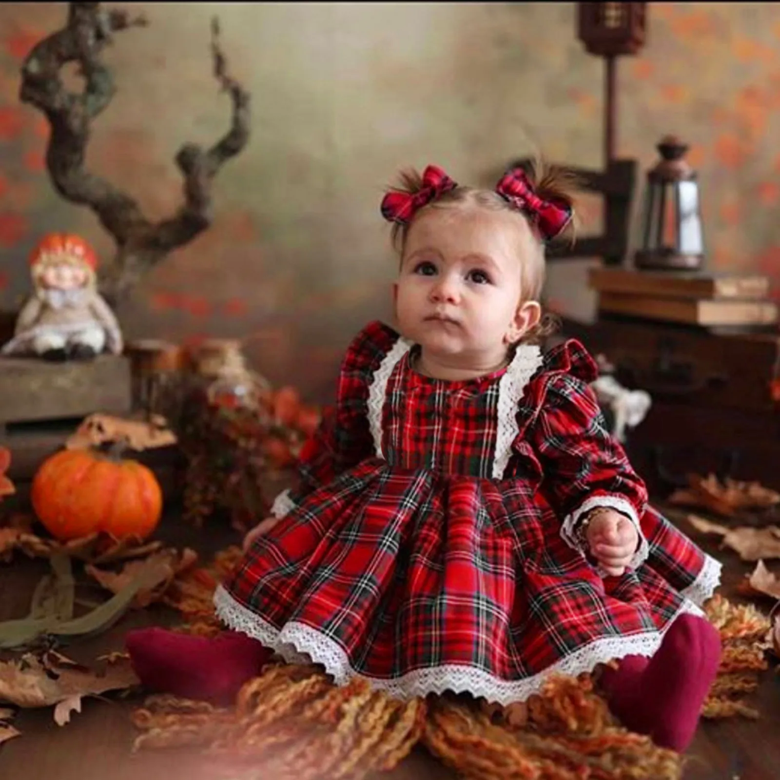 plaid baby christmas dress