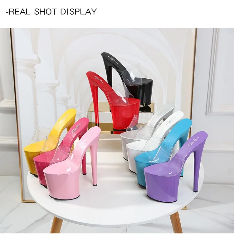 Outside Slippers Women Shoes PVC Summer Transparent Slipper Women High Heels 17-20CM Platform Sexy Slippers Nightclub Party Shoe