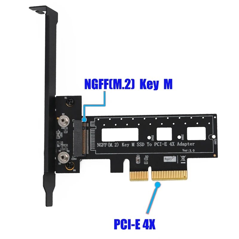 M.2 Накопитель SSD с протоколом NVME Ngff типа К Pcie3.0 Pci Express 4X адаптер с радиатором адаптер для компьютера для ПК