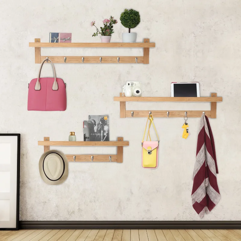 

[A Generation of Fat] Japanese Style Storage Creative Wall Storage Shelf Solid Wood Wall-Wall Mount Entrance Storage Rack