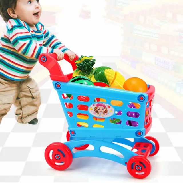 Flexible Wheel Shopping Cart Toy Detachable Colorful Shopping Cart Trolley Toy Education Toy Children Gifts 5