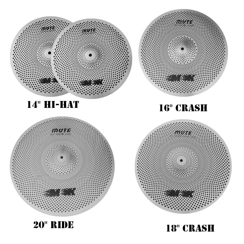 Low Volume Cymbal MK Mute Cymbal 14" Hihat+16"Crash+18"Crash+20"Ride Silent in Hot Sale