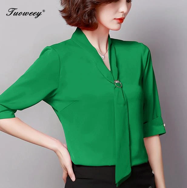 2019 женская рубашка шифоновая Blusas Femininas топы короткий рукав элегантная для