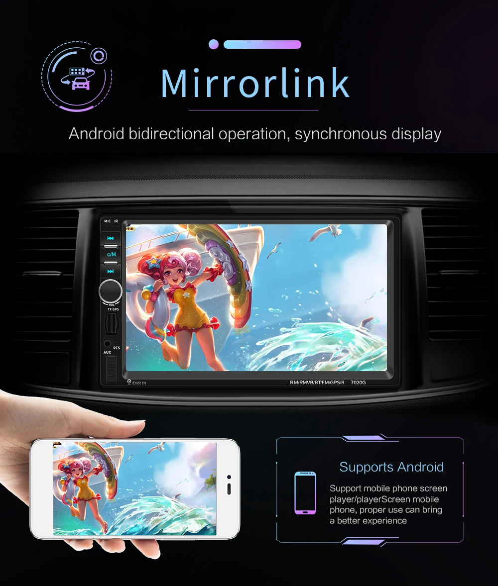 7 дюймов 2 Din Размер Bluetooth автомобиля MP4 MP5 плеер радио 12 в сенсорный экран Поддержка
