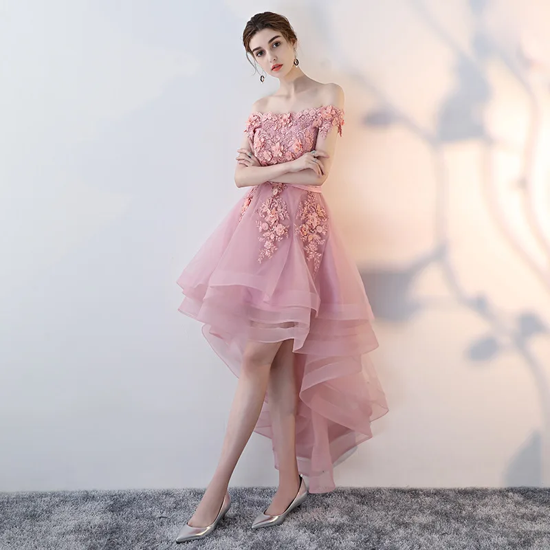 Милые органза лодочка шеи розовый Кружева Аппликация коктейльные платья для выпускного