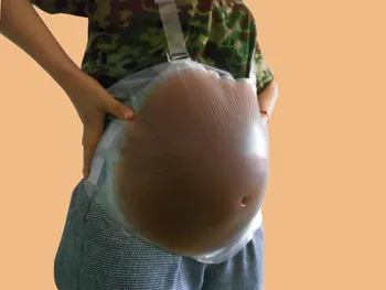 

Free Shipping 4-5 Month 1500g 1pc Chrismas Gift Artificial Dark Brown Fake Silicone Belly Tummy Pregnant Bump Jelly Belly Fat