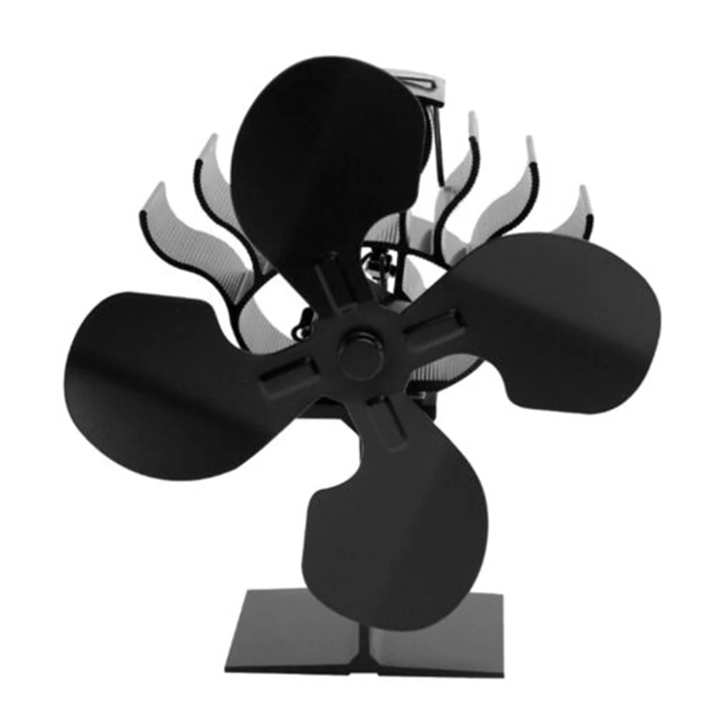 

4-Vanes 280-360CFM Heat Powered Stove Top Fan Wood Log Coal Metal Home Fireplace Burner Heating Cooling And Vents