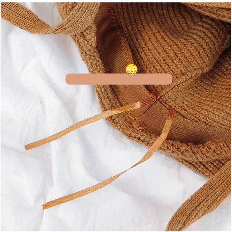Tsuretobe Winter Warm Wool Cap Bucket Hat Women Foldable Outdoor Fishing Panama Hat Japanese Sun Hat Casual Vacation Hat Female