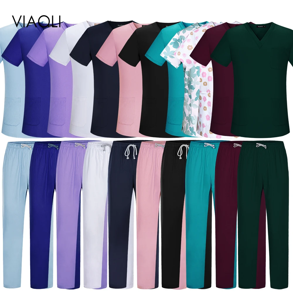 High Quality Beauty Salon Clothes Unisex Pet Grooming Scrubs Set Vneck