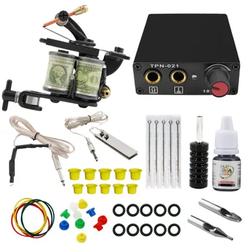 

Professional Tattoo Machine Kit Sets 1 Coil Machines 5 Tattoo Needles for Body Art Color Inks Power Supply