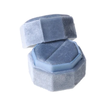

Velvet Single Ring Box Octagon Wedding Ceremony Ring Box with Detachable Lid X7JB