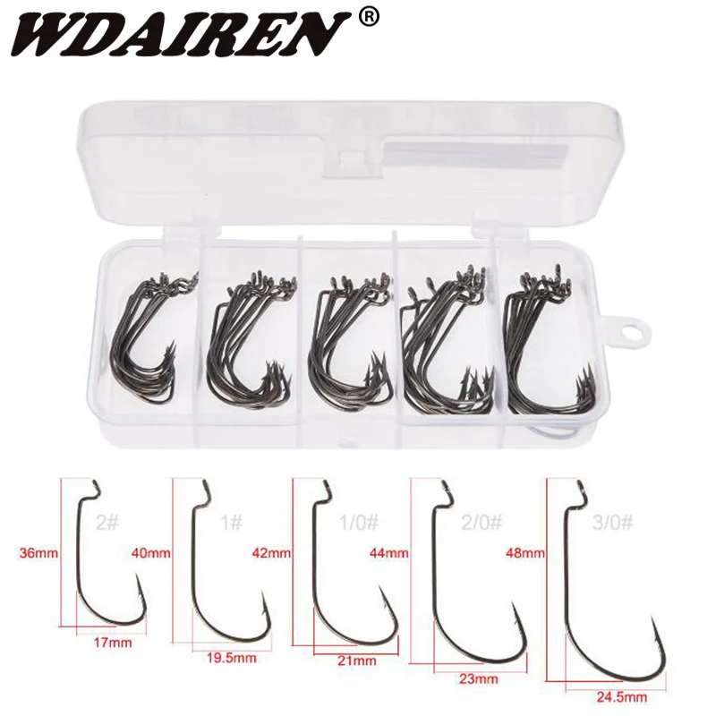 50Pcs/Box Wide Crank Fishing Hooks Carbon Steel Offset Fishhook 3/0#-2# Bass Barbed Carp Fishing Hook For Soft Worm Lure set 50Pcs/Box Wide Crank Fishing Hooks Carbon Steel Offset Fishhook 3/0#-2# Bass Barbed Carp Fishing Hook For Soft Worm Lure set