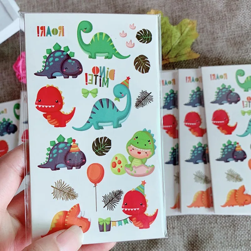 10 Sheets Dinosaur Makeup Temporary Tattoo Sticker Cute Fake Tatoo Flash Tatto Waterproof Small Body Art For Children