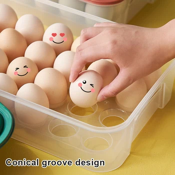

Clear Covered Egg Holders for Refrigerator 24 Egg Holder Tray Storage Box Dispenser Stackable Plastic Eggs Containers SN