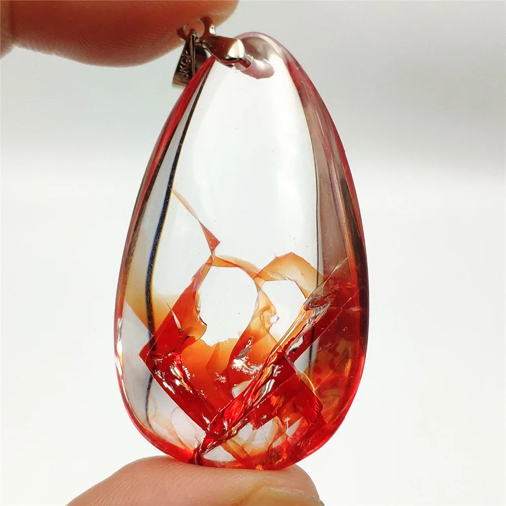 Натуральный Красный Лимонит фантомный кварц кристалл 42x24x13 мм Мульти-inclusions дерево кулон ожерелья женщины мужчины редкая Мода AAAAA