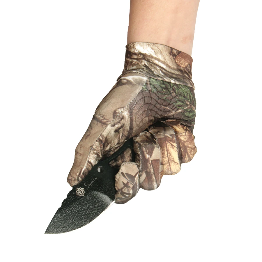 Anti-slip Hunting Fishing Shooting Gloves Elastic Outdoor Touch Screen Bionic Camouflage Full Gloves Reed Camouflage