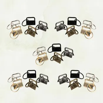 

50pcs DIY Fabric Hardware Key Chain Fob Wristlet Hardware with Key Ring for Lanyard Luggage Strap Accessories (Mixed Color)