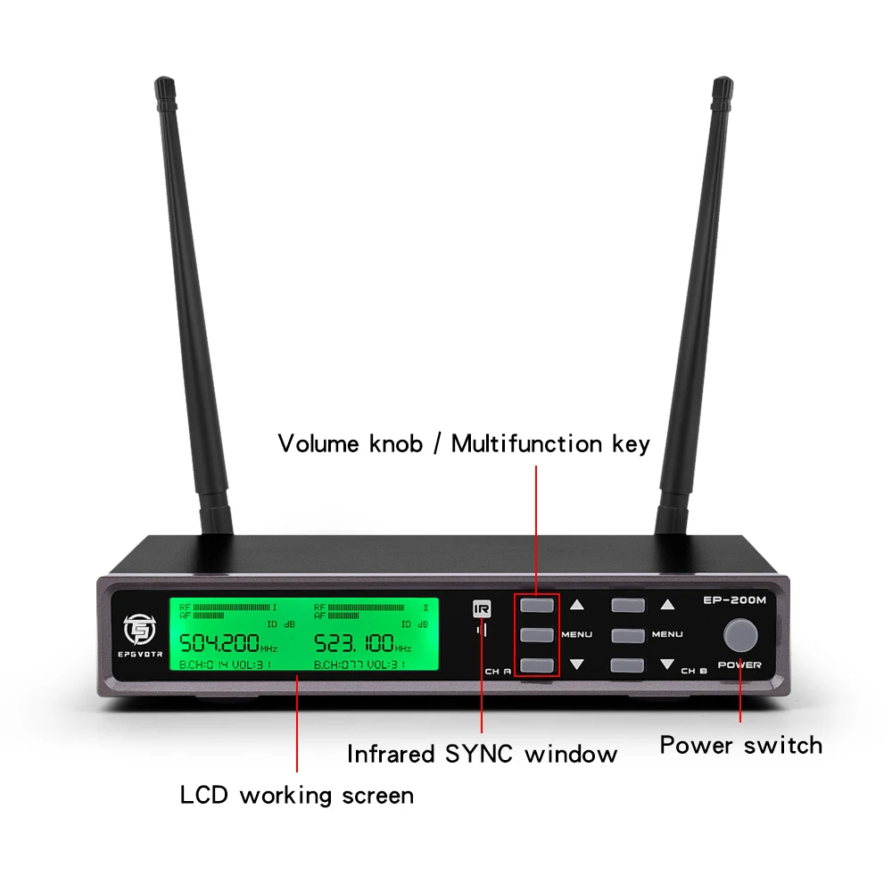 EPGVOTR Dual Handheld Mic 200 Channels UHF