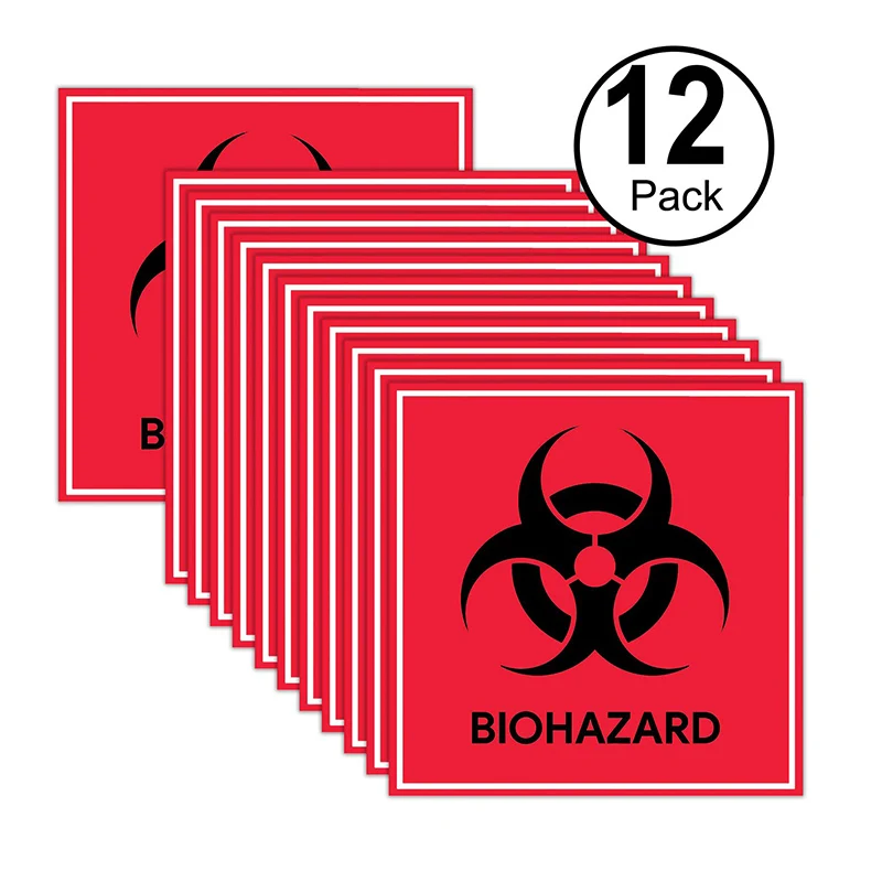 4"x4"  red set of 3 BIOHAZARD WARNING Decal Vinyl Sticker 