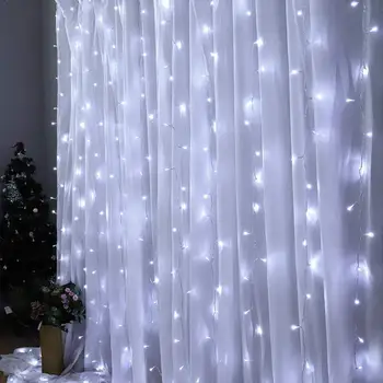 

Creativie 3x3M 300 LED Solar Curtain Light String Outdoor Party Solar Starry Garden Garland Light Birthday Fairy Star Water G7Z4