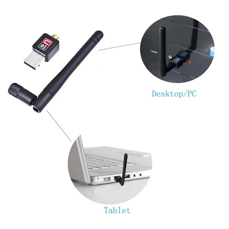 USB WiFi адаптер 300 Мбит/с 5dBi антенна WiFi USB Ethernet Wi-Fi ключ Сетевая карта Мини WiFi приемник ПК Wi-Fi адаптер