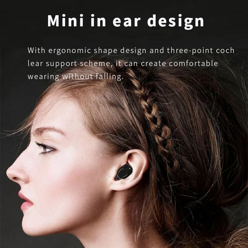 Mini in ear wireless bluetooth earphones with multi function charging box bluetooth 5 0 led lighting waterproof headphones