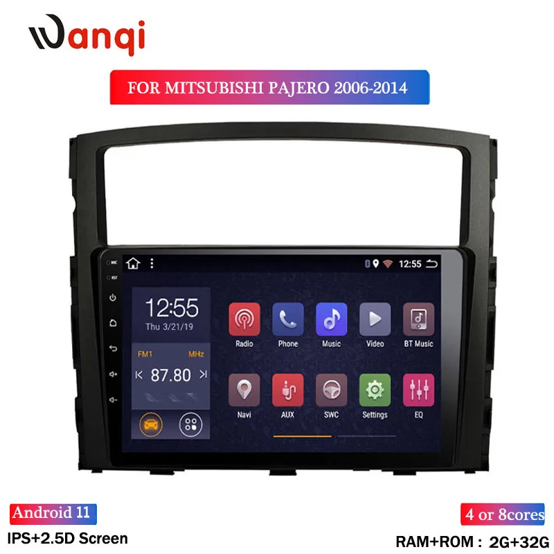 Quad Eight Cores 2G RAM 32G ROM 9 inch Android 11 Autoradio For Mitsubishi Pajero 2006-2014 Car Multimedia Player GPS Play | Автомобили и