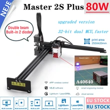 Neje mestre 2s plus 80w cnc gravador a laser cortador de madeira máquina de gravura diy roteador lasergrbl lightburn controle app impressora 3d