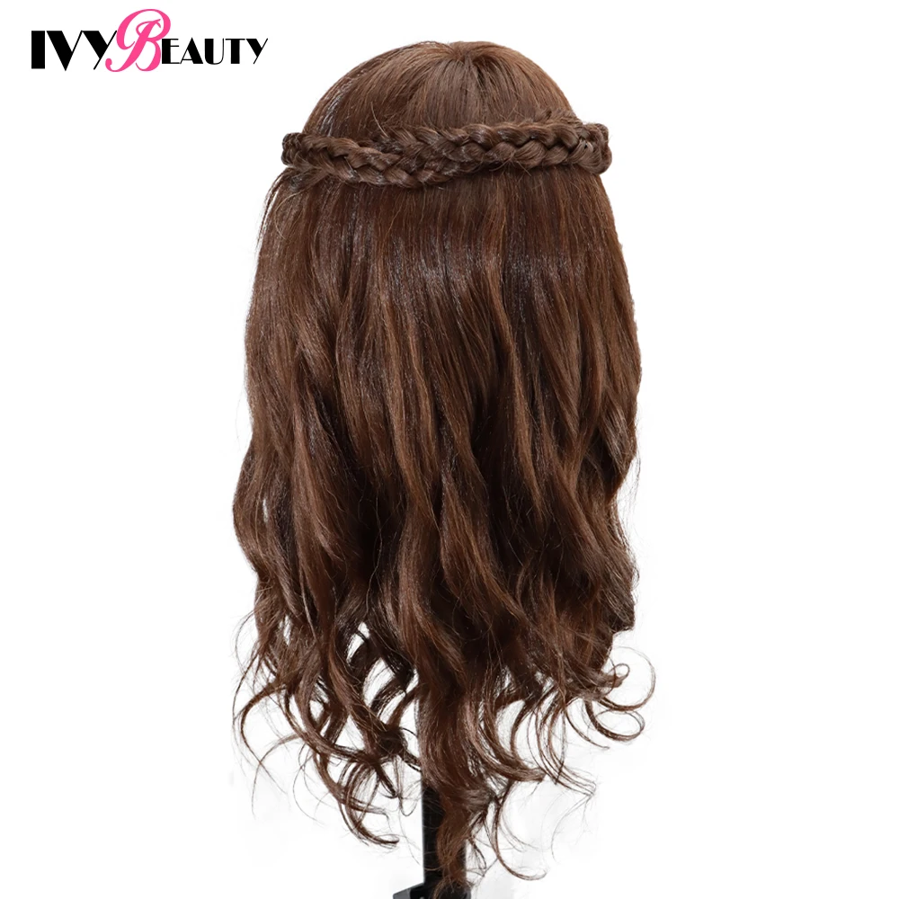 Female Mannequin Training Head And Stand For Hairdressers Hairstyles 85% Human Hair Training Head For Braid Hairdressing Head