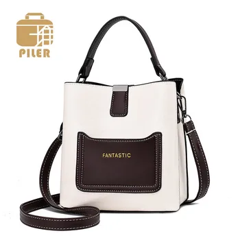 

Fashion Designer Women Bucket Shoulder Bag Luxury PU Leather Crossbody Bag Large Capacity Messenger Bag Famous Brand Handbag