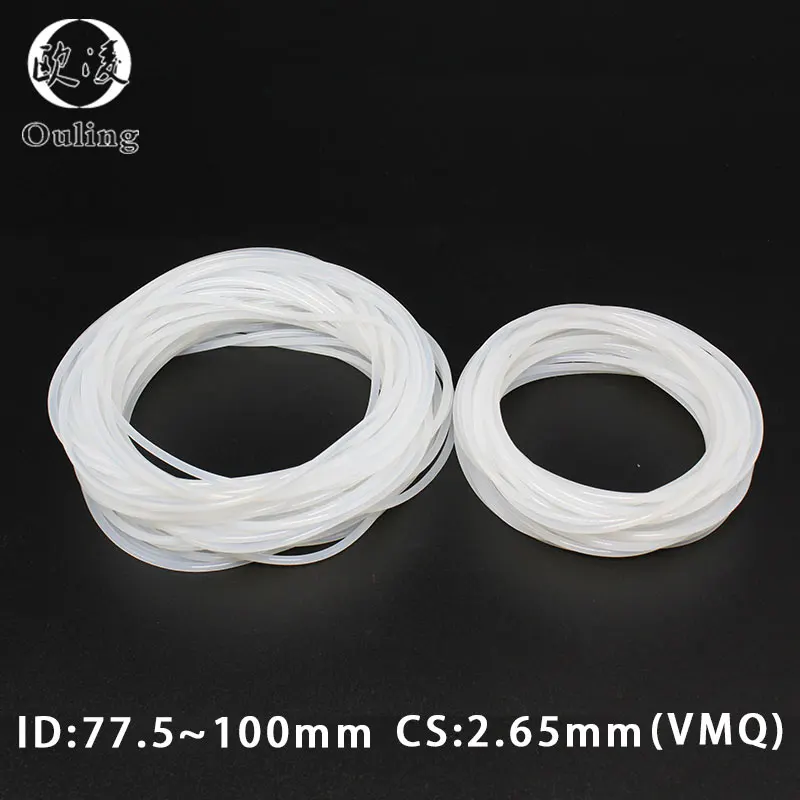 

White Rubber Ring Silicone/VMQ O-ring Seals 2.65mm Thickness ID77.5/80/82.5/87.5/97.5/100mm Rubber O ring Sealing Gasket Washer