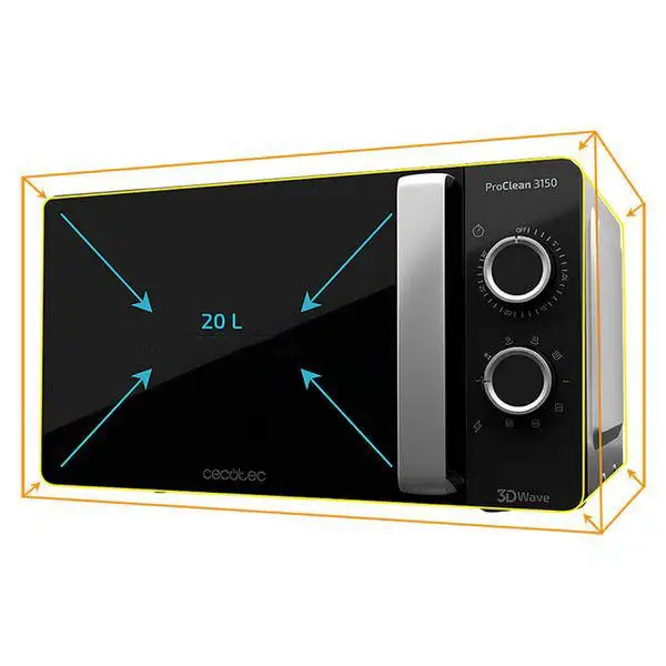 Microwave with Grill Cecotec ProClean 3150 20 L 700W Black Silver Microwave with Grill Cecotec ProClean 3150 20 L 700W Black Silver
