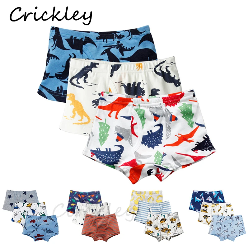 

3Pcs/Lot Children Underpants Cartoon Dinosaur Shark Robot Print Underwear for Boys Boxer Cotton Briefs High Quality Boys Panties