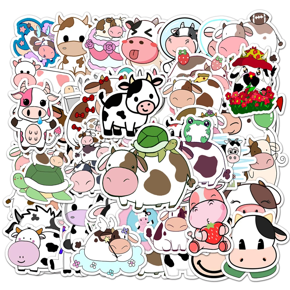 

10/30/50PCS Cartoon Ins Wind Cute Cow Decoration Sticker Scooter Trunk Motorcycle Locomotive Car Sticker Wholesale