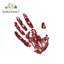 EARLFAMILY 13cm x 8.92cm Red Palm Car Glue Stickers Decal Window Vinyl Wrap Bumper Rear Windshield Oem Car Accessories