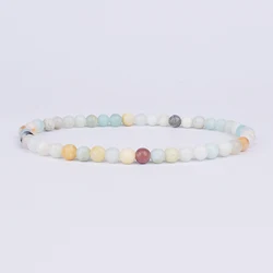 Mini Energy Charm Bracelet with Natural Stone Beads - Yoga Healing Jewelry for Women and Men, Best Friend Gift (Amazonite)