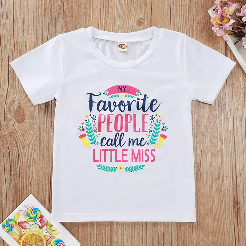 T-shirt manches courtes pour enfants | Imprimé, avec les mots My Favorite Call Me Little Miss, t-shirt, hauts et 5ans