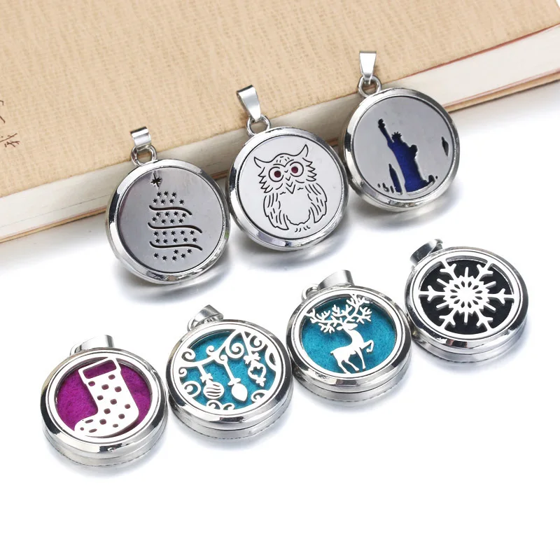 Tree Of Life Aroma Box Necklace Magnetic Stainless Steel Aromatherapy Essential Oil Diffuser Perfume Box Locket Pendant Jewelry