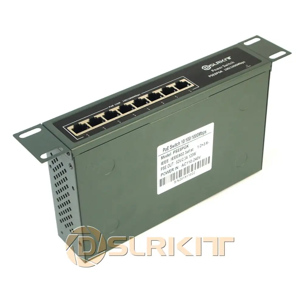 DSLRKIT все гигабитные 8 портов PoE+ коммутатор 802.3at af 120 ватт питание по Ethernet