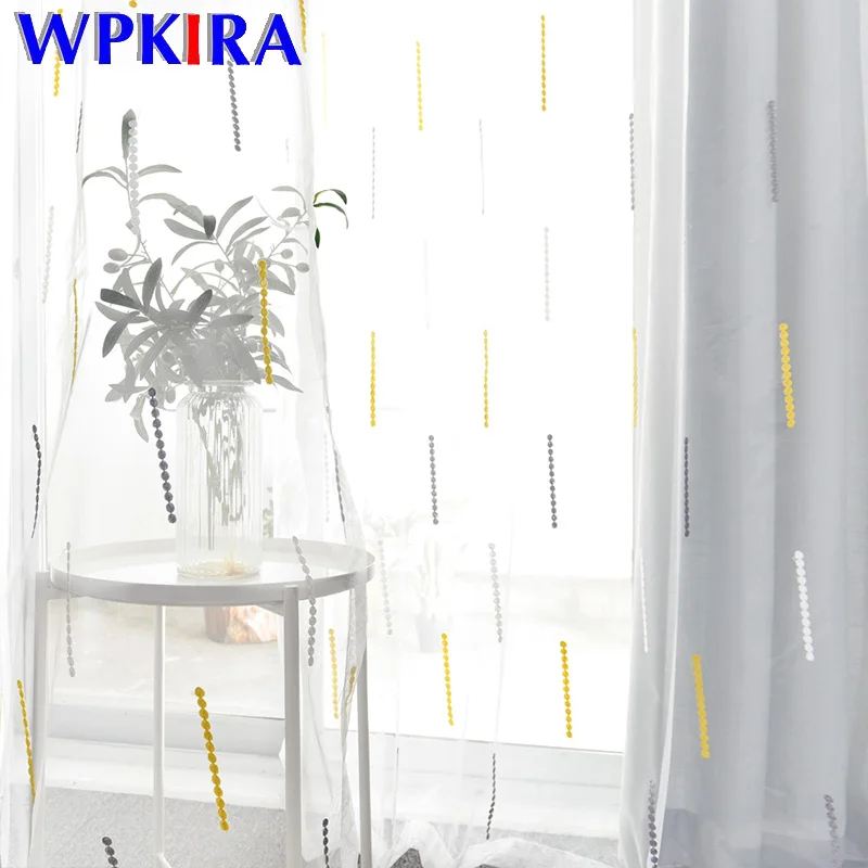 

Ins Style Yellow Meteor Shower Voile Curtain For Living Room Decor Grey Linen Gauze Curtain For Modern Bedroom Tulle Home WP002