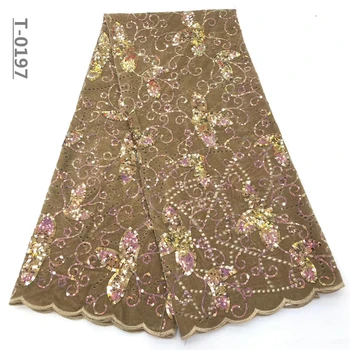 

Velvet Lace Fabric for Dresses Latest Nigerian French Tulle Lace with Sequin High Quality African Sequins Lace Fabric