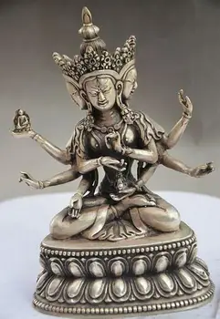

Exquisite CHINESE MIAO SILVER HANDMADE TIBETAN BUDDHISM STATUE