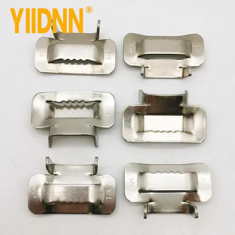 

SUS304 Ear Buckle Stainless Steel, Ear-Lokt buckles for 3/4" Width banding, Pipe Clamp, Wing Seal for strapping, 100 PCS per bag